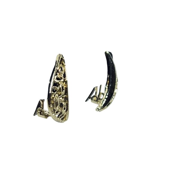 Vintage Gold Tone Filigree Statement Necklace & Clip On Earrings Set (5728) - Picture 6 of 8